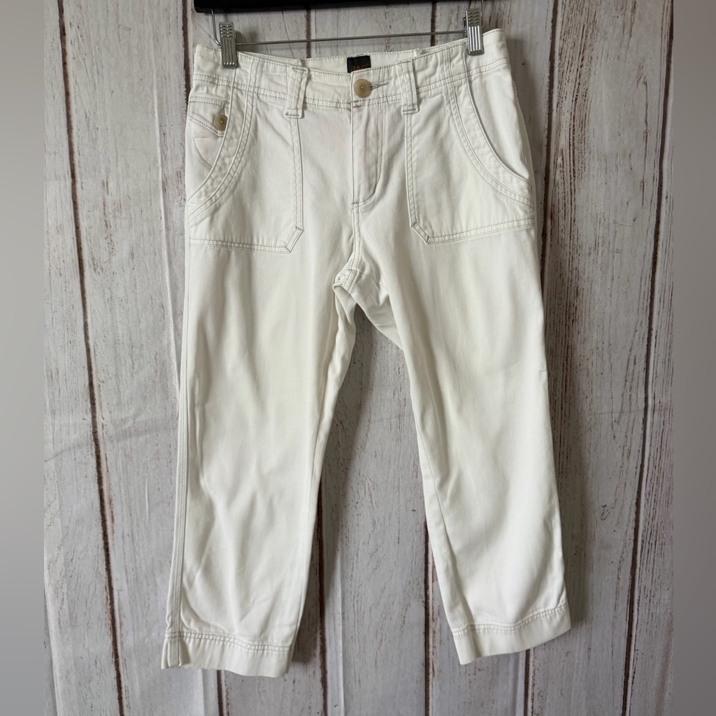 Jag Women's White Cotton Stretch Utility Cargo Capri Pants Size 6